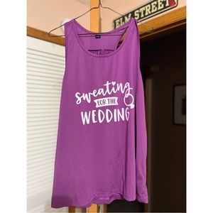 Sweating For The Wedding - purple workout top / muscle tee - Miss to Mrs